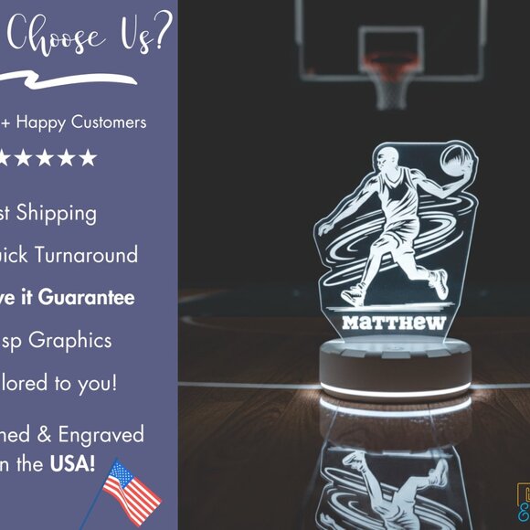Custom Basketball LED Night Light for Athletes - Picture 4 of 8